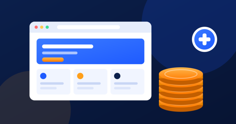 Illustration of a website mockup next to a stack of coins, representing website cost in Kenya